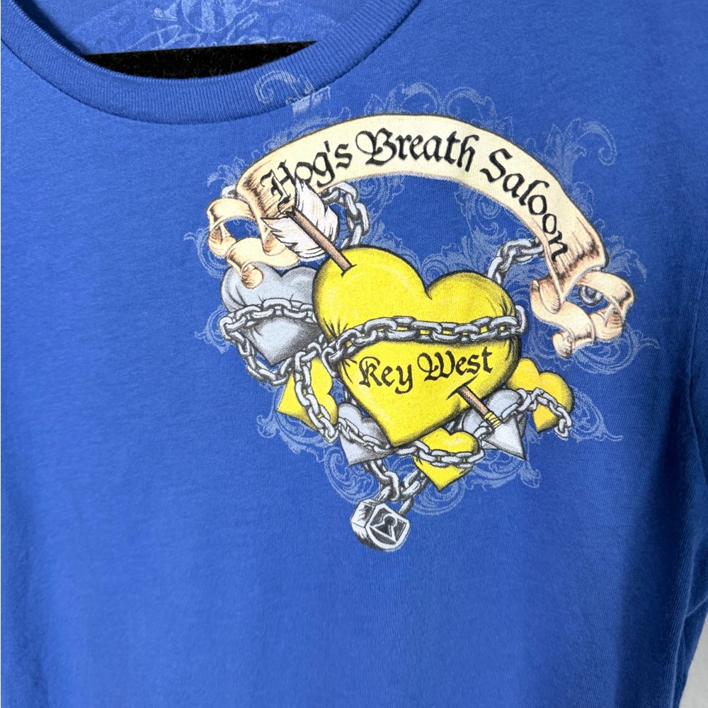 Hog’s Breath Saloon Key West Blue Baby Tee USA XL Y2K - Picture 5 of 10